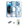 ieg™ iPhone 13 Pro Max Kılıf Nova Işık Özel Seri - Siyah 6D Mat Seramik Hayalet Nano Ekran Koruyucu + Renkli Kamera Lens Koruma Cam - SI
