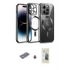ieg™ iPhone 13 Pro Max Kılıf Nova Işık Özel Seri - Siyah 6D Mat Seramik Hayalet Nano Ekran Koruyucu + Renkli Kamera Lens Koruma Cam - SI