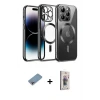 ieg™ iPhone 13 Pro Max Kılıf Nova Işık Özel Seri - Siyah Bilvis 3D Cam Ekran Koruyucu + Shine Kamera Lens Koruma Cam - GI