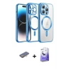 ieg™ iPhone 13 Pro Max Kılıf Nova Işık Özel Seri - Siyah Bilvis 5in1 5D Magic Hayalet Cam Ekran Koruyucu + Renkli Kamera Lens Koruma Cam - TU