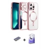 ieg™ iPhone 13 Pro Max Kılıf Nova Işık Özel Seri - Siyah Bilvis 5in1 5D Magic Hayalet Cam Ekran Koruyucu + Renkli Kamera Lens Koruma Cam - SI