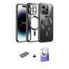 ieg™ iPhone 13 Pro Max Kılıf Nova Işık Özel Seri - Siyah Bilvis 5in1 5D Magic Hayalet Cam Ekran Koruyucu + Renkli Kamera Lens Koruma Cam - SI