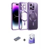 ieg™ iPhone 13 Pro Max Kılıf Nova Işık Özel Seri - Siyah Bilvis 5in1 5D Magic Hayalet Cam Ekran Koruyucu + Renkli Kamera Lens Koruma Cam - SI
