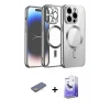 ieg™ iPhone 13 Pro Max Kılıf Nova Işık Özel Seri - Siyah Bilvis 5in1 5D Magic Hayalet Cam Ekran Koruyucu + Renkli Kamera Lens Koruma Cam - SI