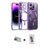 ieg™ iPhone 13 Pro Max Kılıf Nova Işık Özel Seri - Siyah Joko 5D Cam + Rainbow Kamera Lens Koruma Cam - MI
