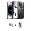 ieg™ iPhone 13 Pro Max Kılıf Nova Işık Özel Seri - Siyah Joko 5D Cam + Rainbow Kamera Lens Koruma Cam - MI