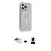 ieg™ iPhone 13 Pro Max Kılıf Pusula Çizgi Koleksiyonu - Şeffaf Maxco Cam Ekran Koruyucu + Pers Alüminyum Kamera Lens - LT
