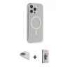 ieg™ iPhone 13 Pro Max Kılıf Pusula Çizgi Koleksiyonu - Siyah Bilvis 3D Cam Ekran Koruyucu + Pers Alüminyum Kamera Lens - GD