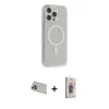 ieg™ iPhone 13 Pro Max Kılıf Pusula Çizgi Koleksiyonu - Siyah Bilvis 3D Cam Ekran Koruyucu + Rainbow Kamera Lens Koruma Cam - MR
