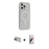 ieg™ iPhone 13 Pro Max Kılıf Pusula Çizgi Koleksiyonu - Siyah Bilvis 3D Mat Cam Ekran Koruyucu + Rainbow Kamera Lens Koruma Cam - REGD