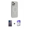 ieg™ iPhone 13 Pro Max Kılıf Pusula Çizgi Koleksiyonu - Siyah Bilvis 5in1 3D Magic Cam Ekran Koruyucu + Neon Fosforlu Kamera Lens - MI