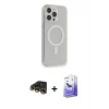 ieg™ iPhone 13 Pro Max Kılıf Pusula Çizgi Koleksiyonu - Siyah Bilvis 5in1 5D Magic Hayalet Cam Ekran Koruyucu + Raze Metal Kamera Lens - GD