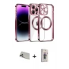 ieg™ iPhone 13 Pro Max Kılıf Pusula Form - Siyah Bilvis 3D Cam Ekran Koruyucu + Rainbow Kamera Lens Koruma Cam - BZ