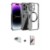ieg™ iPhone 13 Pro Max Kılıf Pusula Form - Siyah Bilvis 3D Mat Cam Ekran Koruyucu + Pers Alüminyum Kamera Lens - LT