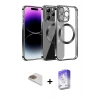 ieg™ iPhone 13 Pro Max Kılıf Pusula Form - Siyah Bilvis 5in1 3D Magic Cam Ekran Koruyucu + Pers Alüminyum Kamera Lens - GD