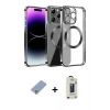 ieg™ iPhone 13 Pro Max Kılıf Pusula Form - Siyah Bilvis Hayalet Cam Ekran Koruyucu + Metal Kamera Lens Koruma Cam - KUYL