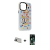 ieg™ iPhone 13 Pro Max Kılıf Siluet Çizgi Koleksiyonu - Şeffaf 360 Full Body Arka Koruyucu + Rainbow Kamera Lens Koruma Cam - MR