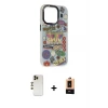 ieg™ iPhone 13 Pro Max Kılıf Siluet Çizgi Koleksiyonu - Şeffaf Maxco Cam Ekran Koruyucu + Shine Kamera Lens - GD