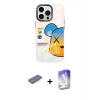 ieg™ iPhone 13 Pro Max Kılıf Siluet Çizgi Koleksiyonu - Siyah Bilvis 5in1 3D Magic Cam Ekran Koruyucu + Renkli Kamera Lens Koruma Cam - MI