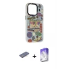 ieg™ iPhone 13 Pro Max Kılıf Siluet Çizgi Koleksiyonu - Siyah Bilvis 5in1 3D Magic Cam Ekran Koruyucu + Renkli Kamera Lens Koruma Cam - MI