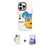 ieg™ iPhone 13 Pro Max Kılıf Siluet Çizgi Koleksiyonu - Siyah Bilvis 5in1 5D Magic Hayalet Cam Ekran Koruyucu + Shine Kamera Lens - GD