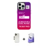 ieg™ iPhone 13 Pro Max Kılıf Siluet Çizgi Koleksiyonu - Siyah Bilvis 5in1 5D Magic Hayalet Cam Ekran Koruyucu + Shine Kamera Lens - GD