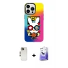 ieg™ iPhone 13 Pro Max Kılıf Siluet Çizgi Koleksiyonu - Siyah Bilvis 5in1 5D Magic Hayalet Cam Ekran Koruyucu + Shine Kamera Lens - GD
