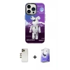 ieg™ iPhone 13 Pro Max Kılıf Siluet Çizgi Koleksiyonu - Siyah Bilvis 5in1 5D Magic Hayalet Cam Ekran Koruyucu + Shine Kamera Lens - GD