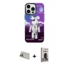 ieg™ iPhone 13 Pro Max Kılıf Siluet Çizgi Koleksiyonu - Siyah Bilvis Hayalet Cam Ekran Koruyucu + Rainbow Kamera Lens Koruma Cam - BZ