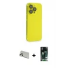 ieg™ iPhone 13 Pro Max Kılıf Siluet Minimal Özel Seri - Şeffaf 360 Full Body Arka Koruyucu + Rainbow Kamera Lens Koruma Cam - BZ