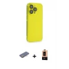ieg™ iPhone 13 Pro Max Kılıf Siluet Minimal Özel Seri - Şeffaf Maxco Cam Ekran Koruyucu + Renkli Kamera Lens Koruma Cam - MI