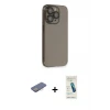 ieg™ iPhone 13 Pro Max Kılıf Siluet Minimal Özel Seri - Şeffaf Pasifik Cam Ekran Koruyucu + Renkli Kamera Lens Koruma Cam - PE