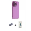 ieg™ iPhone 13 Pro Max Kılıf Siluet Minimal Özel Seri - Şeffaf Pasifik Cam Ekran Koruyucu + Renkli Kamera Lens Koruma Cam - PE