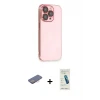 ieg™ iPhone 13 Pro Max Kılıf Siluet Minimal Özel Seri - Şeffaf Pasifik Cam Ekran Koruyucu + Renkli Kamera Lens Koruma Cam - PE