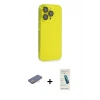 ieg™ iPhone 13 Pro Max Kılıf Siluet Minimal Özel Seri - Şeffaf Pasifik Cam Ekran Koruyucu + Renkli Kamera Lens Koruma Cam - PE