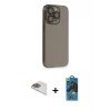 ieg™ iPhone 13 Pro Max Kılıf Siluet Minimal Özel Seri - Siyah 18D Cam Ekran Koruyucu + Pers Alüminyum Kamera Lens - GD