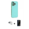 ieg™ iPhone 13 Pro Max Kılıf Siluet Minimal Özel Seri - Siyah 3D Antistatik Hayalet Cam Ekran Koruyucu + Pers Alüminyum Kamera Lens - SABE