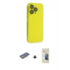 ieg™ iPhone 13 Pro Max Kılıf Siluet Minimal Özel Seri - Siyah 6D Mat Seramik Hayalet Nano Ekran Koruyucu + Renkli Kamera Lens Koruma Cam - TU