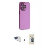 ieg™ iPhone 13 Pro Max Kılıf Siluet Minimal Özel Seri - Siyah 6D Mat Seramik Hayalet Nano Ekran Koruyucu + Pers Alüminyum Kamera Lens - LT