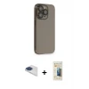 ieg™ iPhone 13 Pro Max Kılıf Siluet Minimal Özel Seri - Siyah 6D Mat Seramik Hayalet Nano Ekran Koruyucu + Pers Alüminyum Kamera Lens - LT
