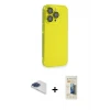 ieg™ iPhone 13 Pro Max Kılıf Siluet Minimal Özel Seri - Siyah 6D Mat Seramik Hayalet Nano Ekran Koruyucu + Pers Alüminyum Kamera Lens - LT
