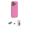 ieg™ iPhone 13 Pro Max Kılıf Siluet Minimal Özel Seri - Siyah 6D Mat Seramik Hayalet Nano Ekran Koruyucu + Renkli Kamera Lens Koruma Cam - TU