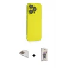 ieg™ iPhone 13 Pro Max Kılıf Siluet Minimal Özel Seri - Siyah Bilvis 3D Cam Ekran Koruyucu + Pers Alüminyum Kamera Lens - GD