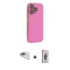 ieg™ iPhone 13 Pro Max Kılıf Siluet Minimal Özel Seri - Siyah Bilvis 3D Cam Ekran Koruyucu + Pers Alüminyum Kamera Lens - GD