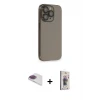 ieg™ iPhone 13 Pro Max Kılıf Siluet Minimal Özel Seri - Siyah Bilvis 3D Cam Ekran Koruyucu + Pers Alüminyum Kamera Lens - GI