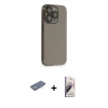 ieg™ iPhone 13 Pro Max Kılıf Siluet Minimal Özel Seri - Siyah Bilvis 3D Mat Cam Ekran Koruyucu + Renkli Kamera Lens Koruma Cam - YL