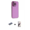 ieg™ iPhone 13 Pro Max Kılıf Siluet Minimal Özel Seri - Siyah Bilvis 3D Mat Cam Ekran Koruyucu + Renkli Kamera Lens Koruma Cam - YL