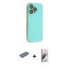 ieg™ iPhone 13 Pro Max Kılıf Siluet Minimal Özel Seri - Siyah Bilvis 3D Mat Cam Ekran Koruyucu + Renkli Kamera Lens Koruma Cam - YL