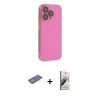 ieg™ iPhone 13 Pro Max Kılıf Siluet Minimal Özel Seri - Siyah Bilvis 3D Mat Cam Ekran Koruyucu + Renkli Kamera Lens Koruma Cam - YL
