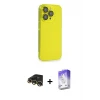 ieg™ iPhone 13 Pro Max Kılıf Siluet Minimal Özel Seri - Siyah Bilvis 5in1 3D Magic Cam Ekran Koruyucu + Raze Metal Kamera Lens - GD